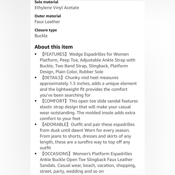 NEW LAICIGO Platform Espadrilles Ankle Buckle Strap Open Toe Wedge Sandals 6.5 - Picture 11 of 11